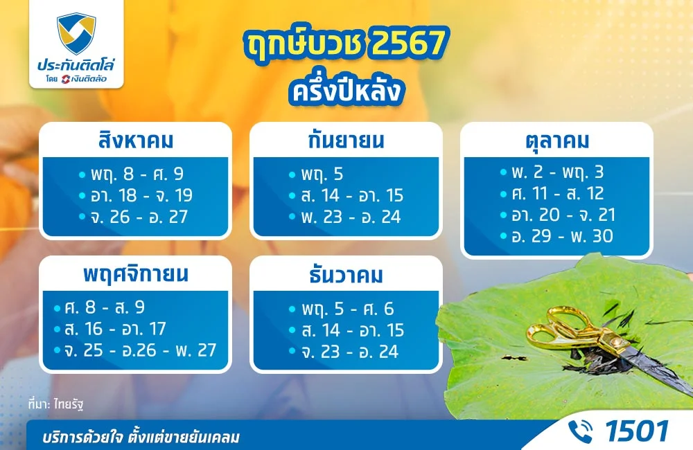 ฤกษ์บวช 2567 ครึ่งปีหลัง